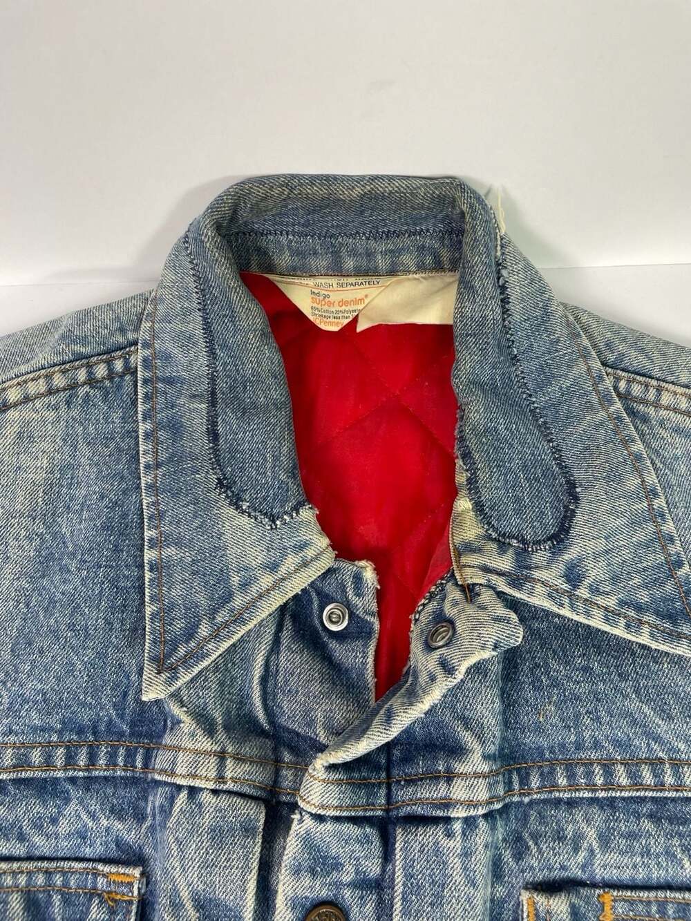 Vintage 1970s JCPenney Indigo Super Denim Quilt Lined Trucker Jacket - Picture 10 of 14